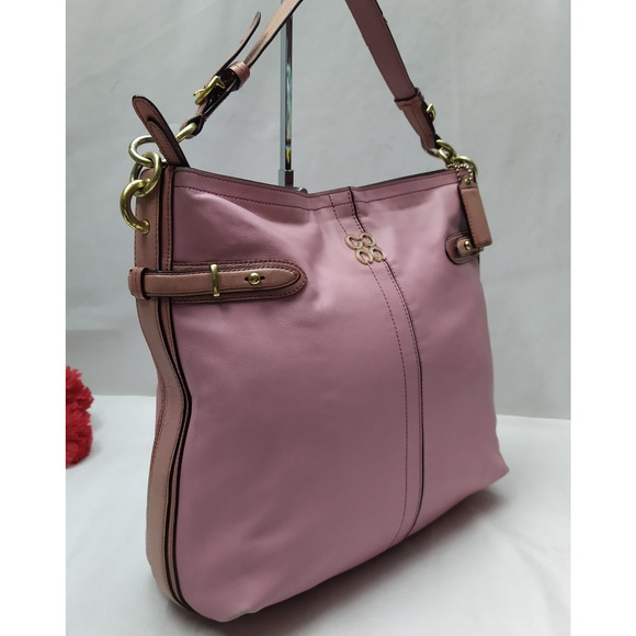 Coach Pink Leather Zipper Closure Hobo Shoulder Bag - Picture 3 of 15